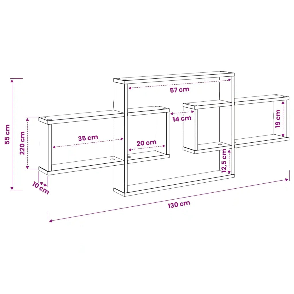 Scaffale da parete Rovere Fumo 130 x 10 x 50 cm 8012456