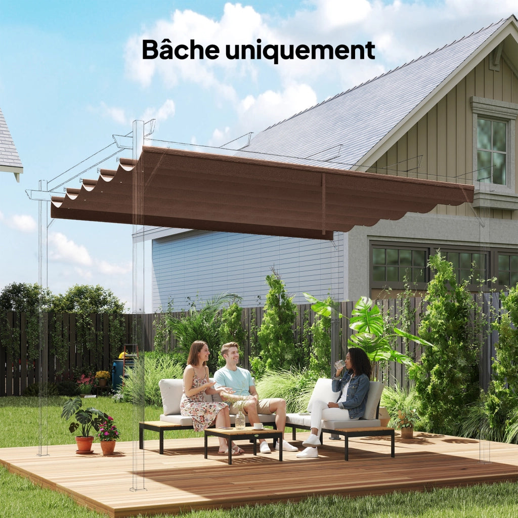 Tenda da sole per pergola retrattile 3x3 m ¨C zephmum ¨C 250x255 cm marrone