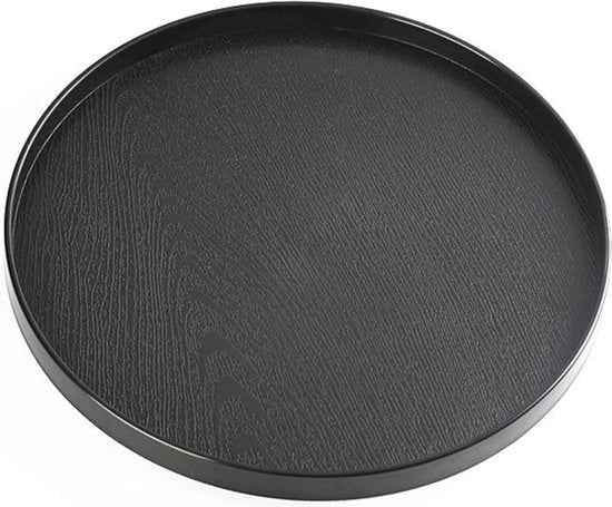 Piatto di servizio in legno rotondo - tazza per tè - tazza per caffè - tavola in legno per frutta - dessert - torta - snack - dolce - caraffa per acqua - 27 x 2 cm - piatto di servizio quadrato 70x70 in legno nero