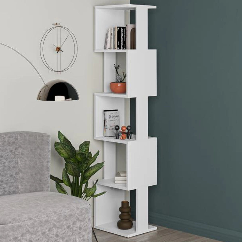 Libreria 161x35x30 cm Design Moderno Scaffale Modulare 5 Ripiani in MDF Bianco