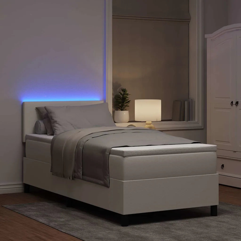 Letto a Sorgente LED con testiera Crema e Bianco 100 x 200 cm 3337589
