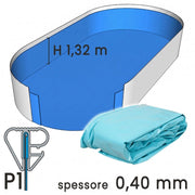 Liner Per Piscine Ovali In Lamiera Di Acciaio 9,15 X 4,57 X H. 1,32 - Colore Azzurro- Spessore 0,60 Mm Colore: Azzurro