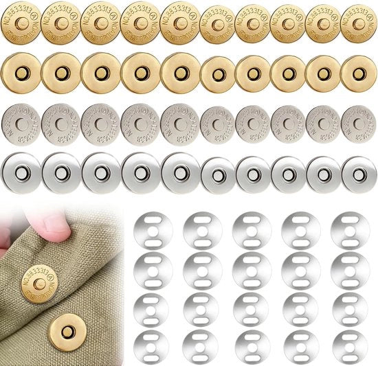 Borse di chiusura magnetica 20 pezzi - 14 mm/18 mm - Viti magnetiche - Chiusura di tasca - Progetti di fai da te - Progetto di sicurezza