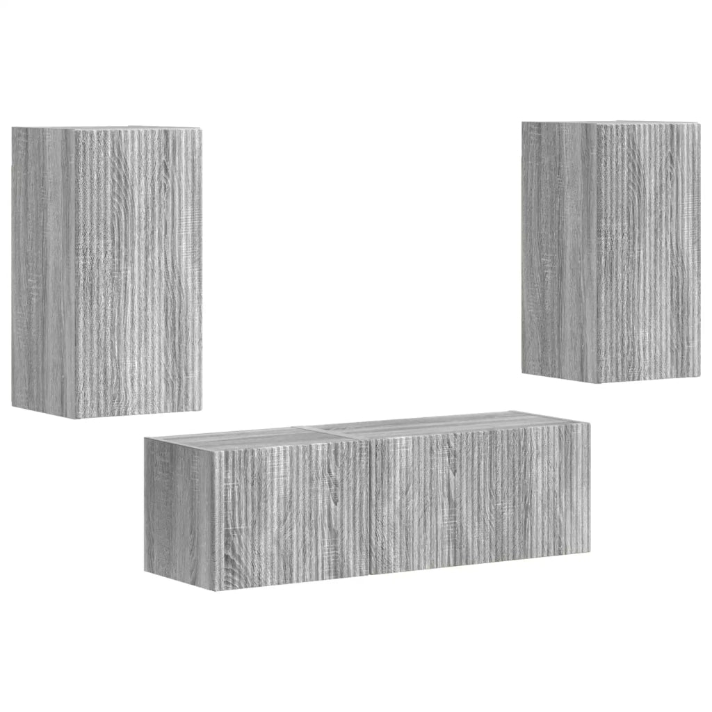 Set di Mobiletto da TV a Parete 4 pz | Armadietto TV | Mobile Porta TV Grigio Sonoma