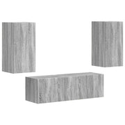 Set di Mobiletto da TV a Parete 4 pz | Armadietto TV | Mobile Porta TV Grigio Sonoma