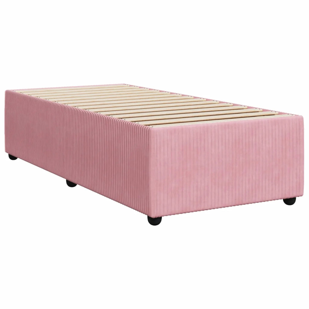 Letto Box Spring LED con Materasso Rosa 100 x 200 cm Velluto 3456010