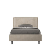 BS COM Letto una piazza e mezza con rete imbottito 130x190 microfibra sabbia Large