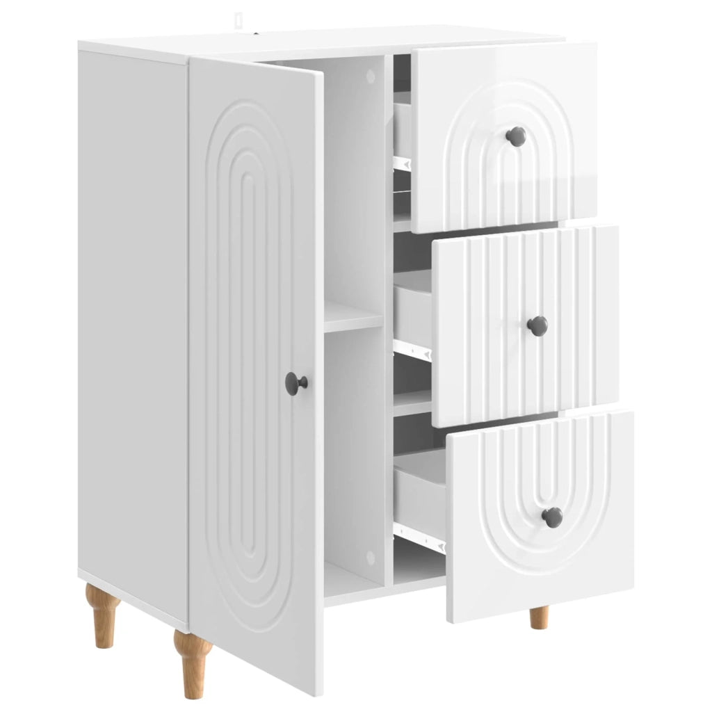 Credenza | Madia | Buffet da pranzo | Armadio da pranzo Bianco Lucido 66 x 34,5 x 90 cm Legno ingegnerizzato