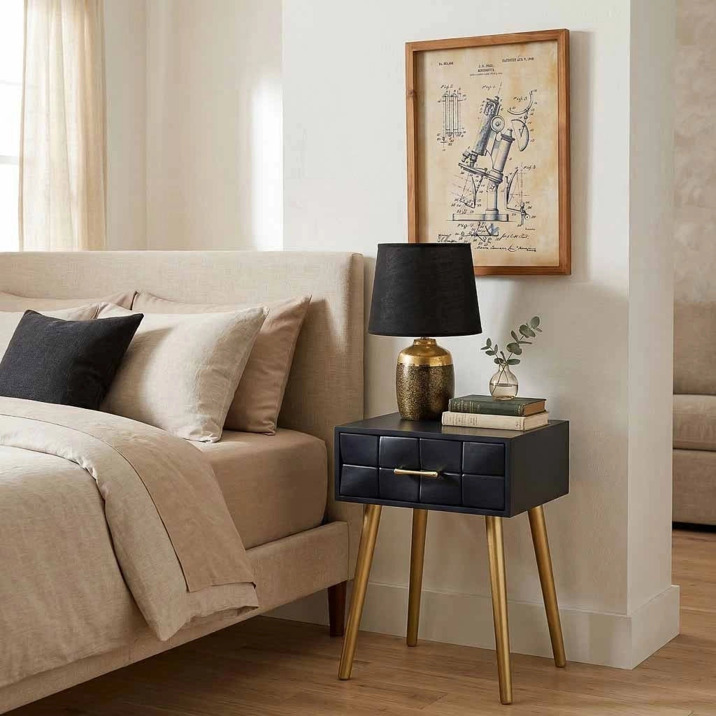 Comodino in legno nero 44x38x63h cm