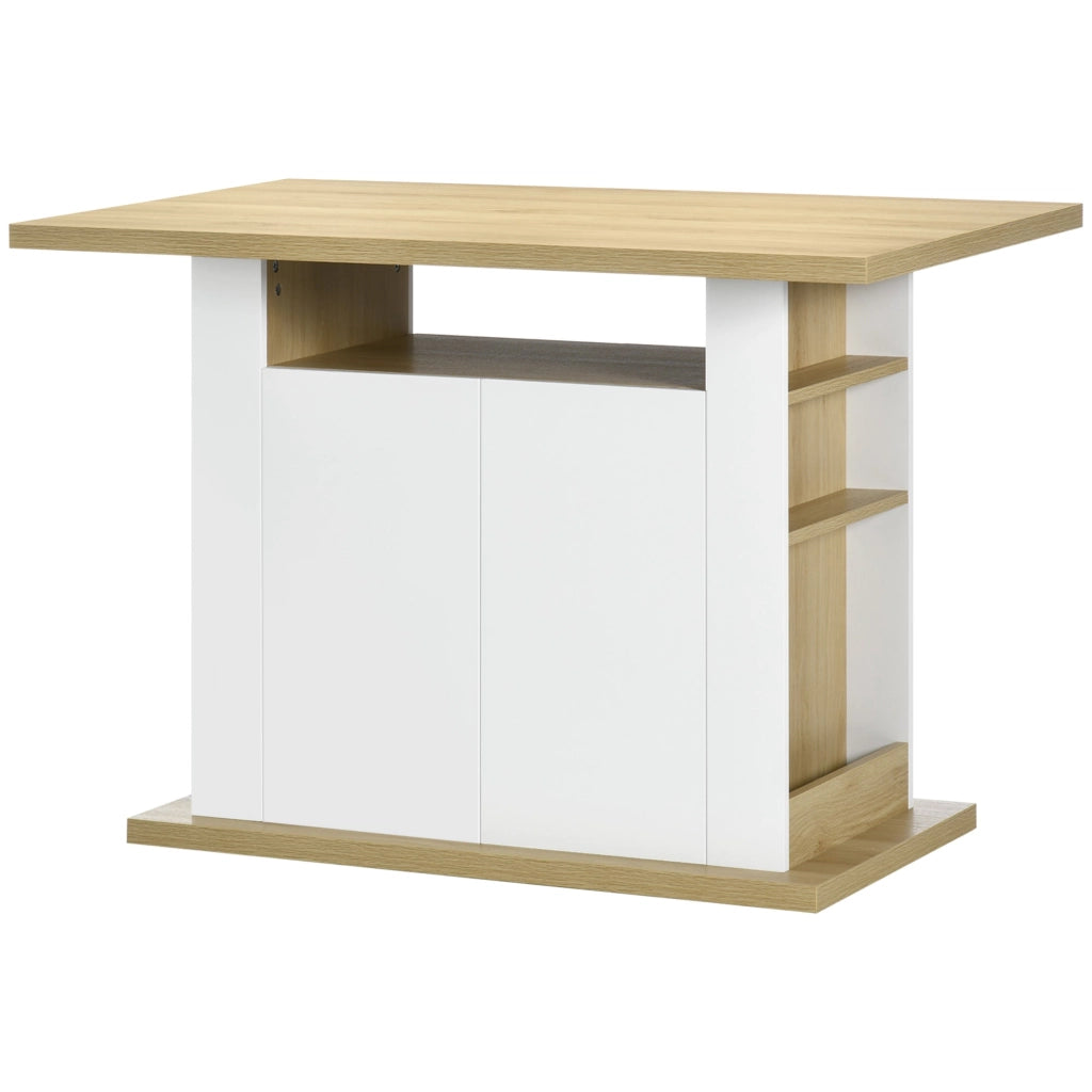 Isola per Cucina 4-6 Persone con Armadietti e Ripiani Aperti 110x70x75,5 cm in Truciolato Bianco e color Legno