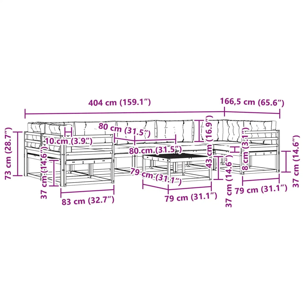 Set di divani da esterno 6 pz Bianco e Antracite 3386186