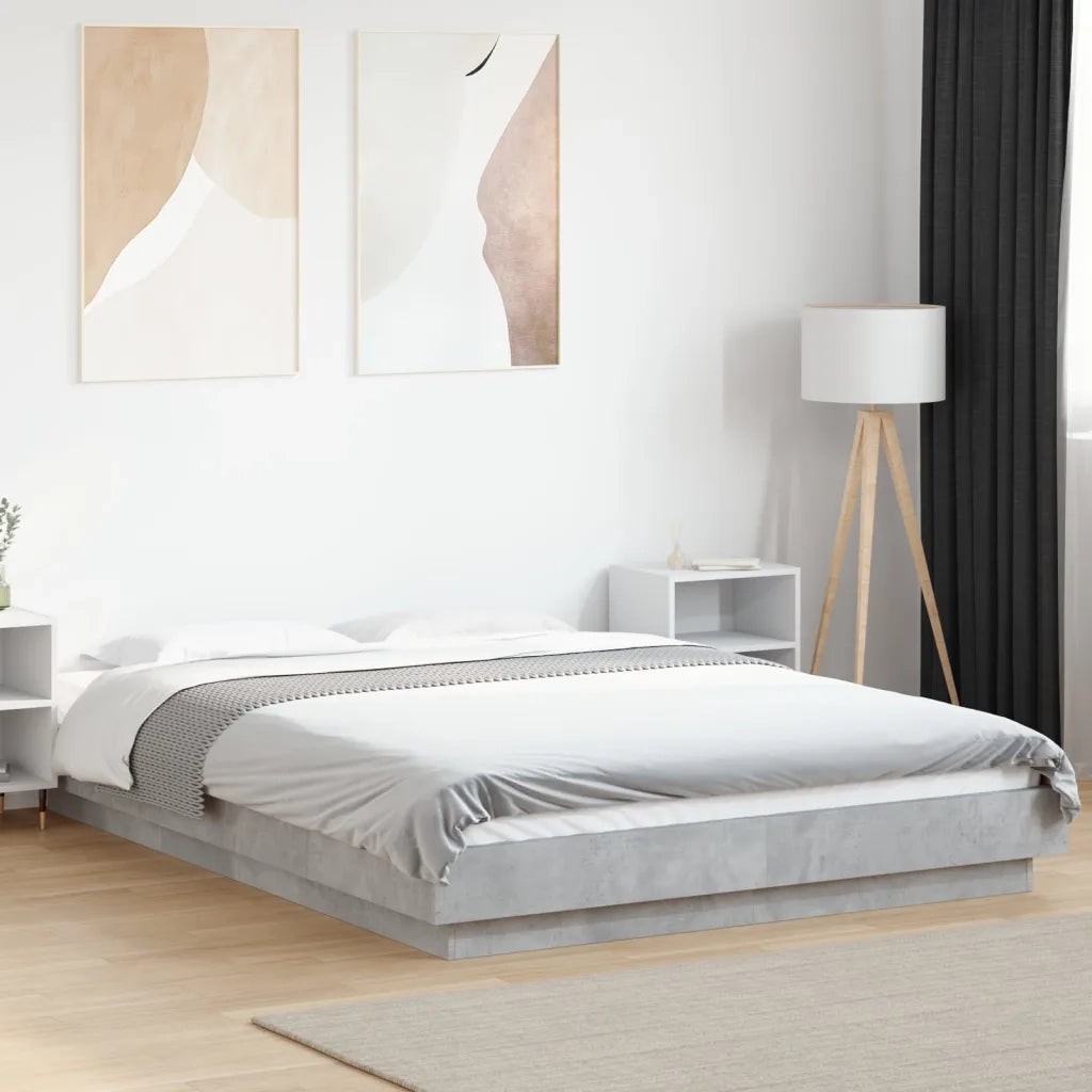 Letto matrimoniale | Letto per adulti | Giroletto Grigio Cemento 120x200 cm in Legno Multistrato