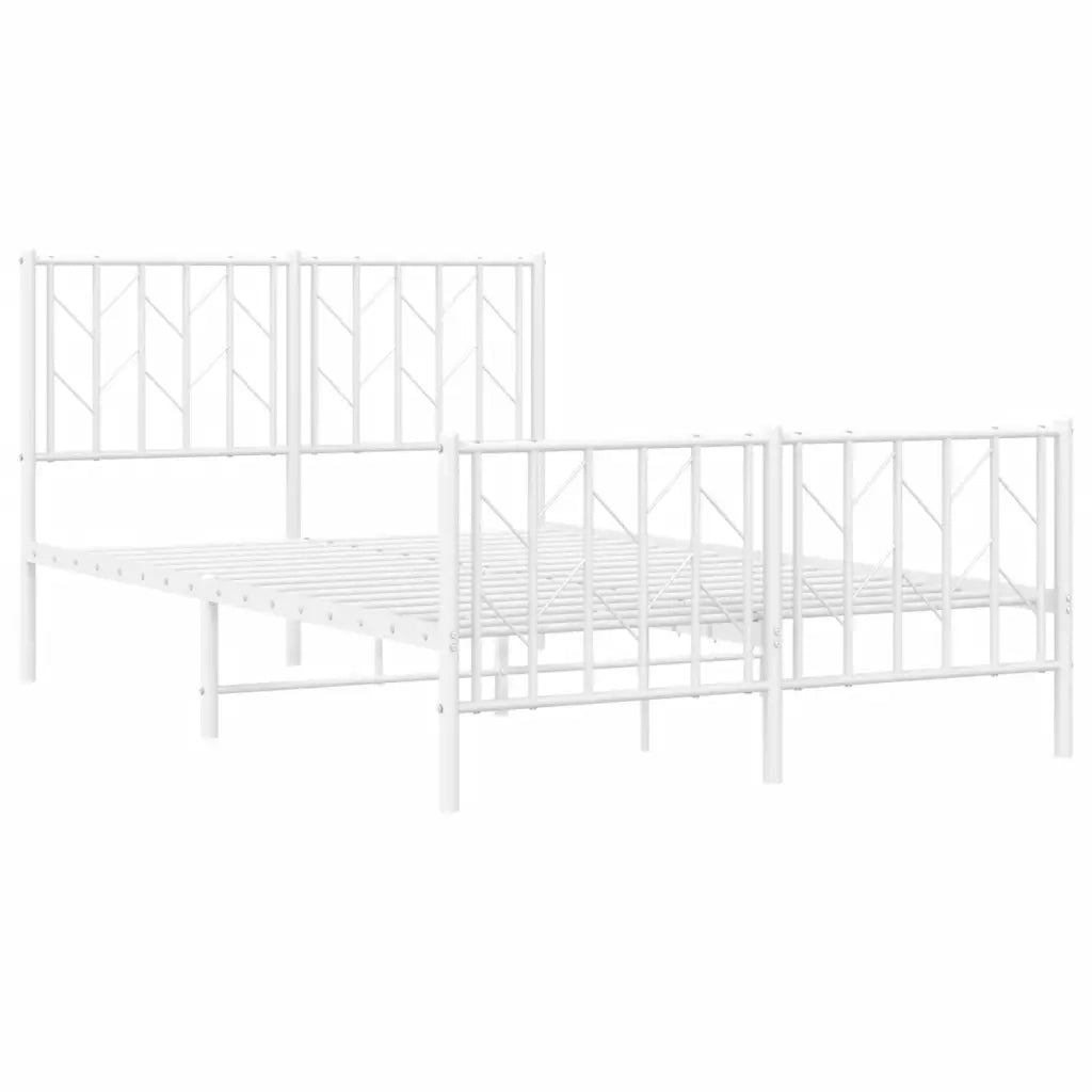 Giroletto con Testiera e Pediera Metallo Bianco 120x190 cm 374501