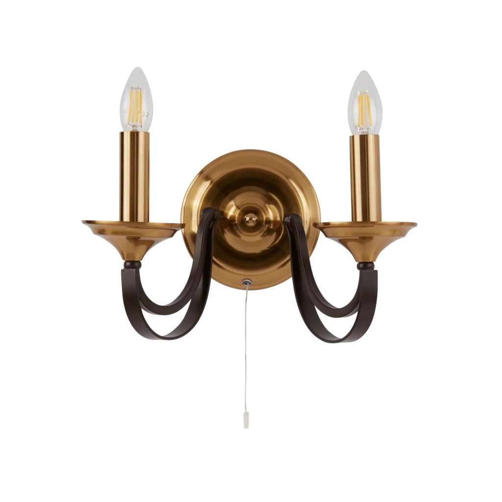 Applique Contemporanea Campanile Acciaio Bronzo Marrone 2 Luci E14