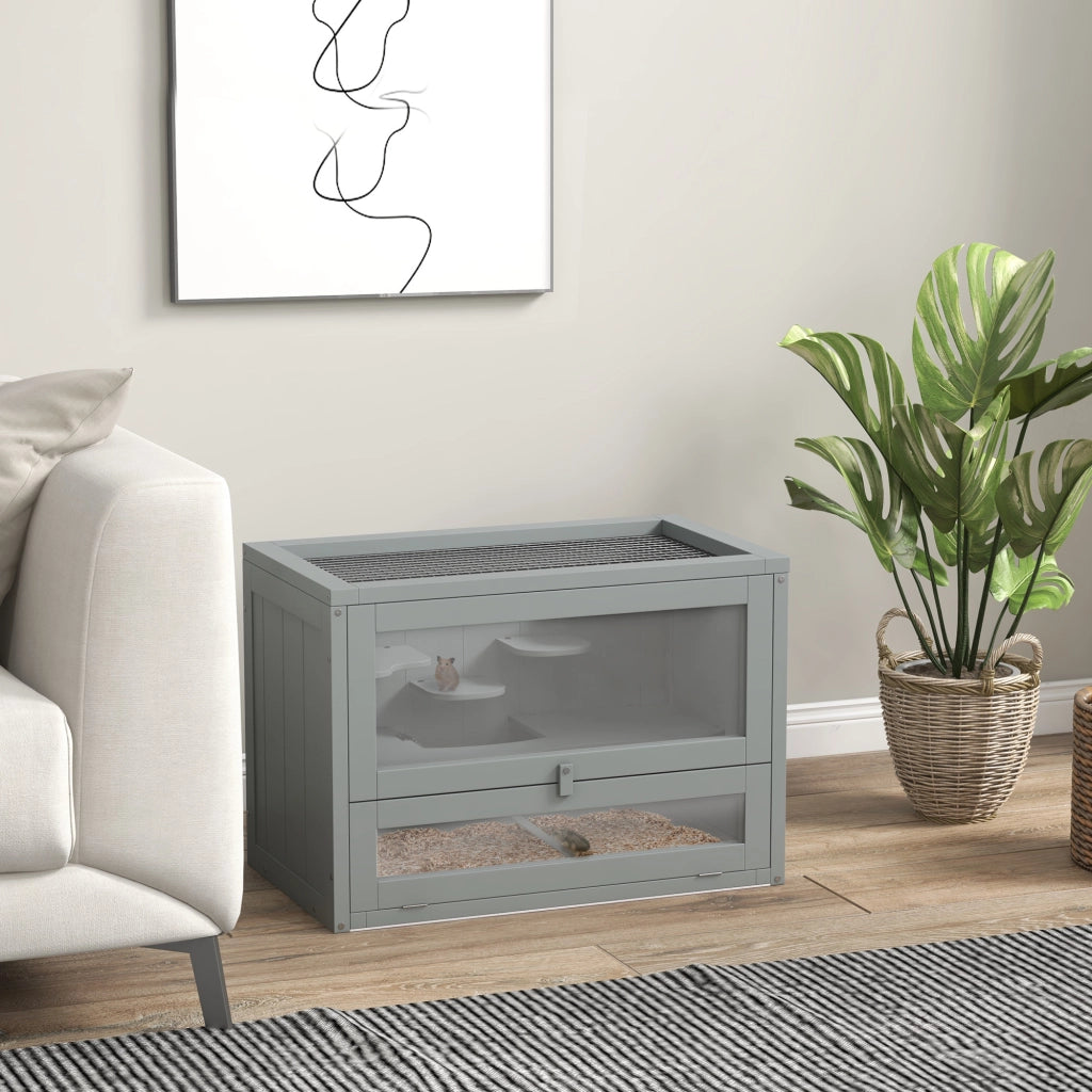 Gabbia per criceti e piccoli roditori con accessori ¨C zephmum ¨C 60x35x42 cm grigio