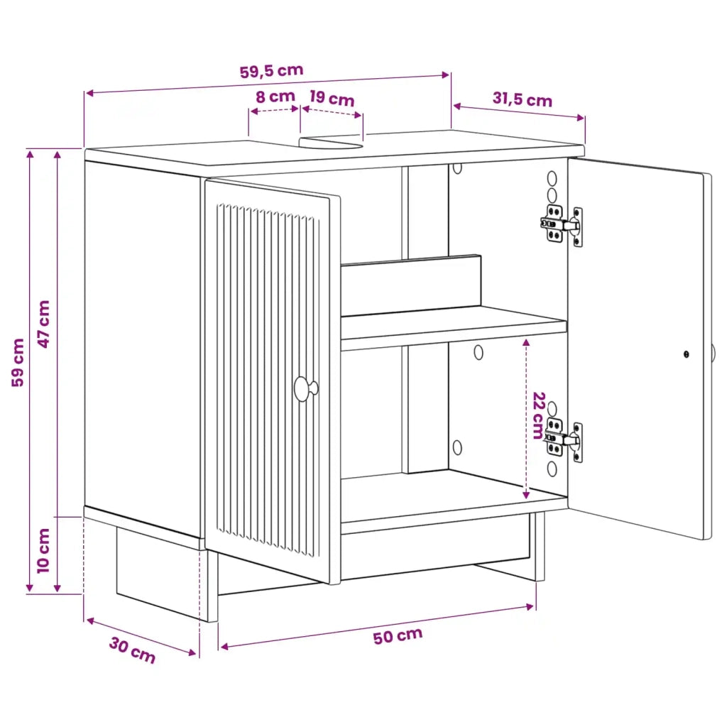 Armadio per Lavabo da Bagno EDE Rovere Fumo 59,5 x 31,5 x 59 cm 895910