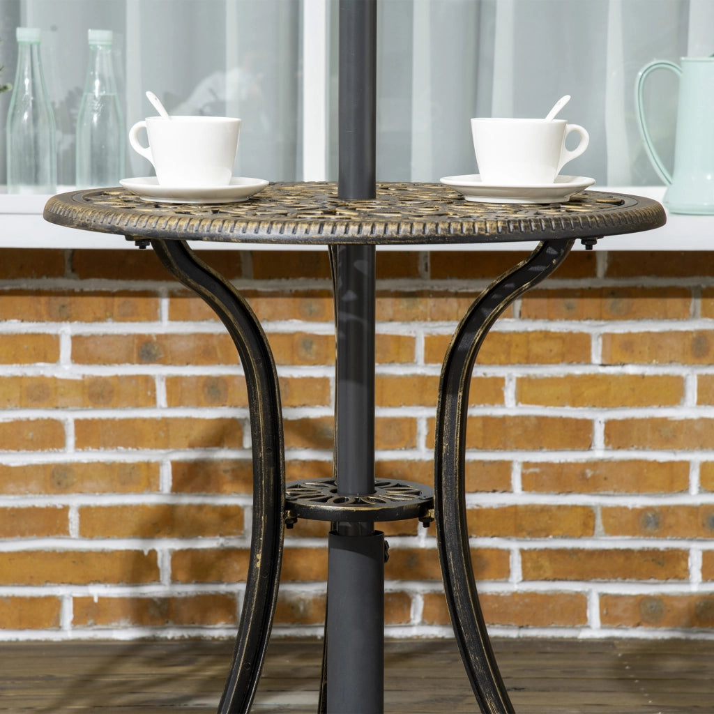 Set bistrot giardino alluminio 3 pezzi ¨C Xylo ¨C 2 sedie + tavolo rotondo effetto ferro battuto