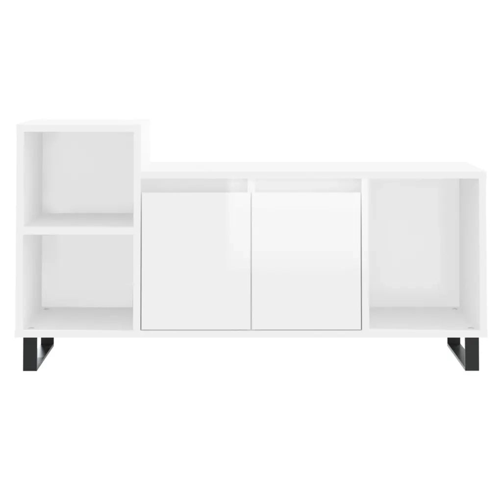 Mobile TV | Armadietto TV | Mobile Porta TV Bianco Lucido 100x35x55 cm in Legno Multistrato
