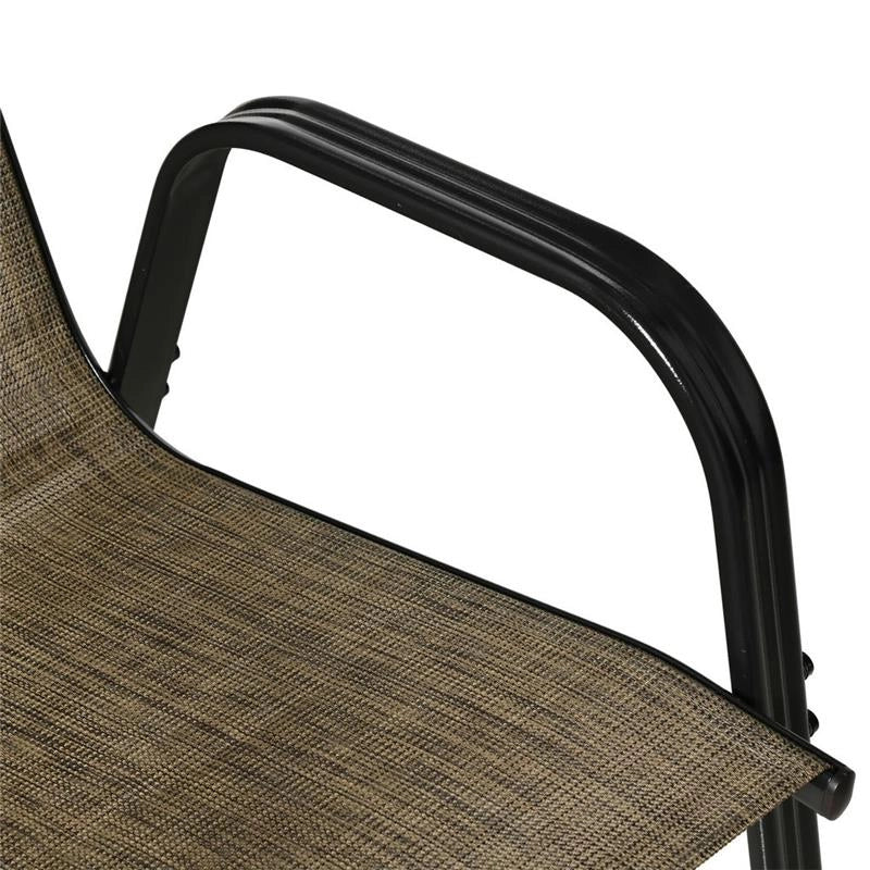 SET 4 SEDIE DA GIARDINO CON BRACCIOLI IN TESSUTO TRASPIRANTE MARRONE