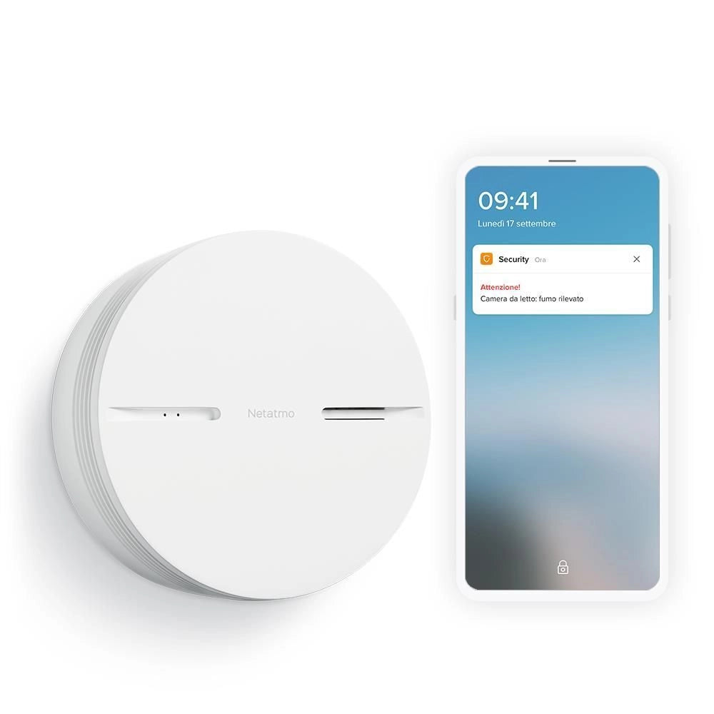 Netatmo INK005 Rilevatore di Fumo Intelligente Fotoelettrico Wi-Fi Bluetooth 85 dB Batteria 10 anni colore Bianco
