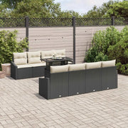 Set Divano da Giardino con cuscino 9 pcs Nero polyrattan 3357700