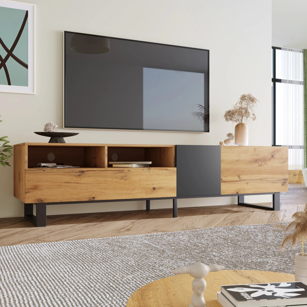 MOBILE TV con 2 cassetti 180x38x50 cm MDF e ferro