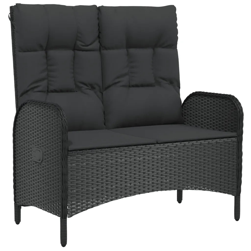 Set da Pranzo da Giardino 5 pz Nero con Cuscini in Polyrattan 3185088