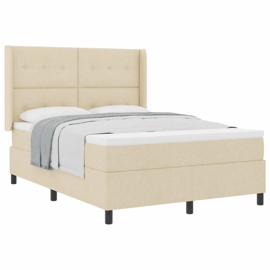 Letto a molle con materasso Crema 190 x 140 cm Tessuto 3341642