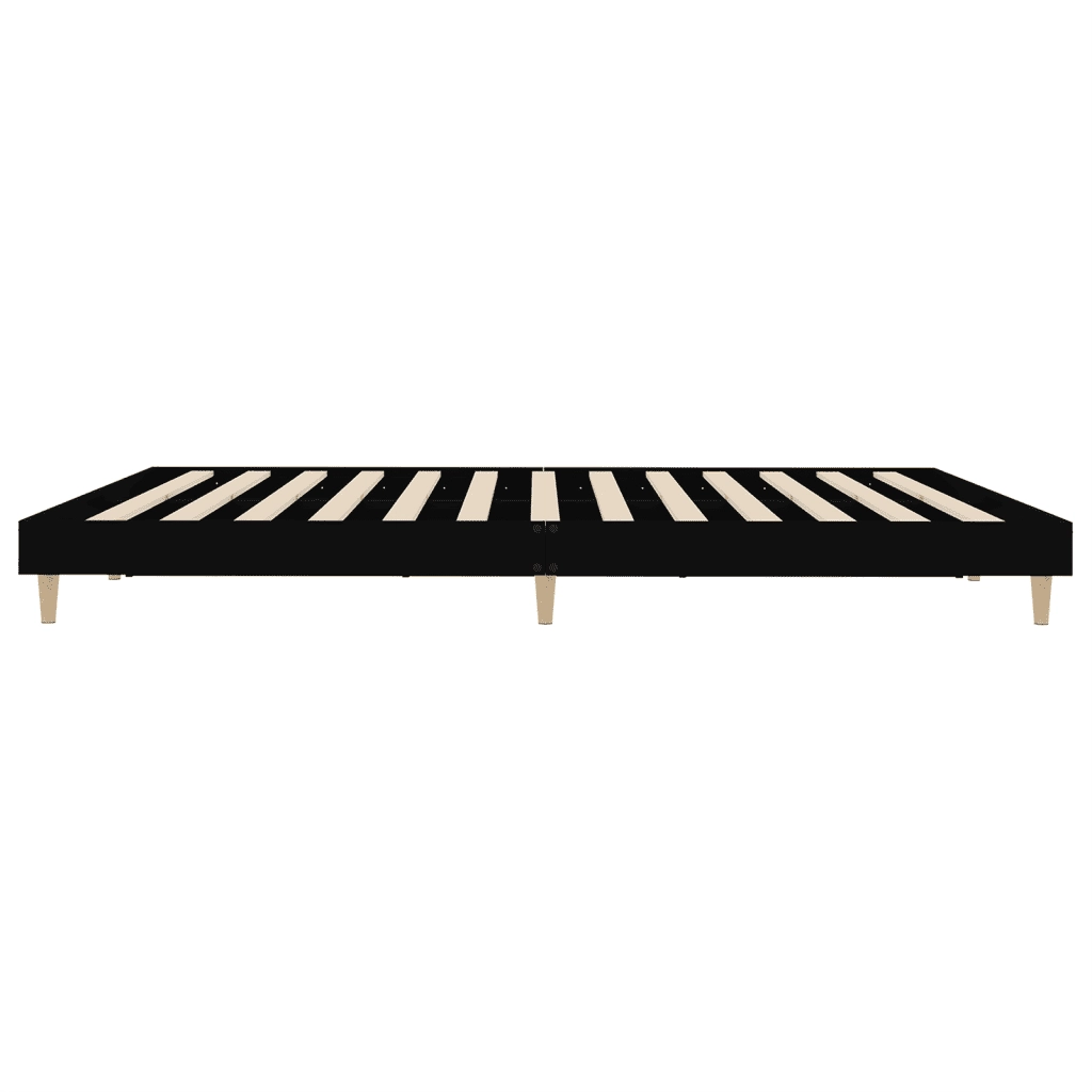Letto matrimoniale | Letto per adulti | Giroletto Nero 200x200 cm in Legno Multistrato