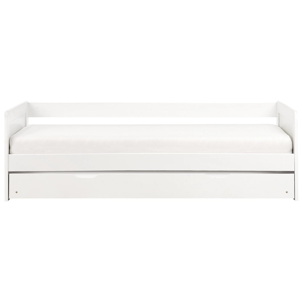 Letto a castello per bambini in legno di pino bianco struttura di dimensioni singole EU con telaio estraibile extra.