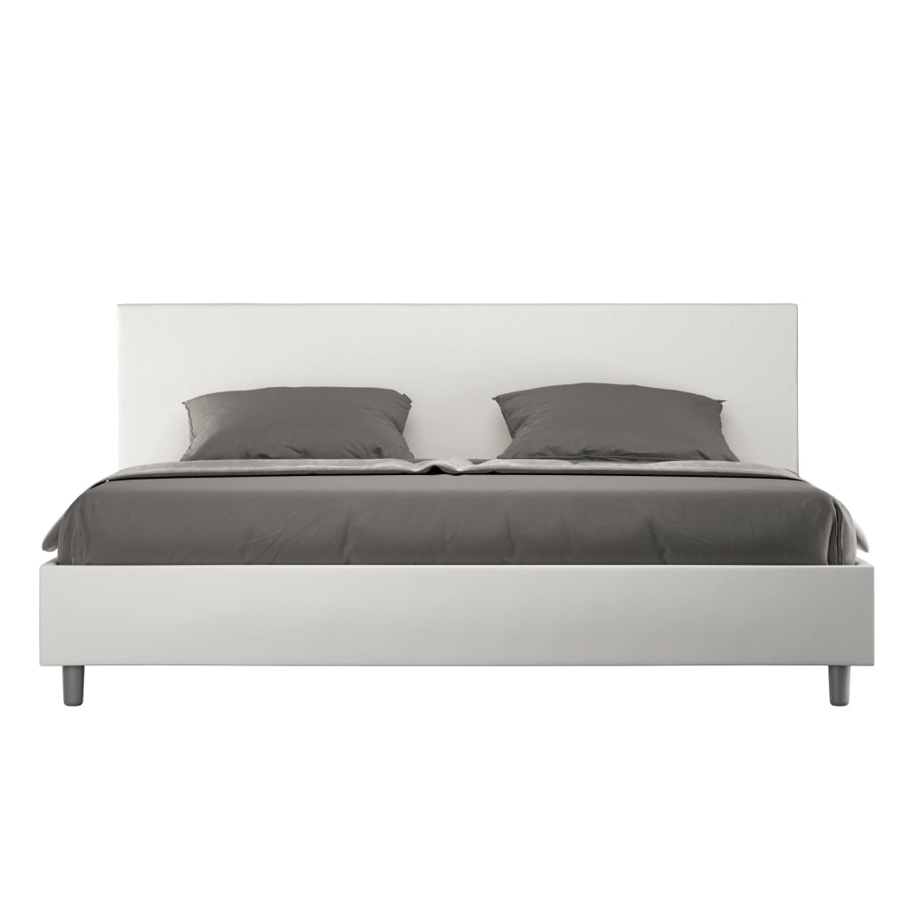 BS COM Letto contenitore imbottito 180x190 similpelle bianco