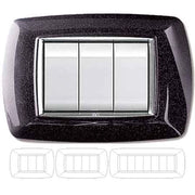 PLACCA COPRINTERRUTTORE NERA GLITTER 'MYLIFE' 7 Moduli - EC ELETTROCANALI