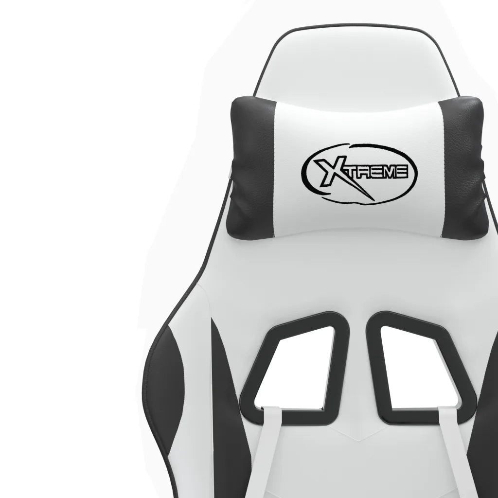 Sedia da Gaming | Sedia da e-sports Girevole Poggiapiedi Bianco e Nero Similpelle