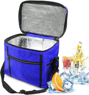 Borsa termica portatile, 10L, borsa per picnic, borsa isolata per pasti, borsa per il lavoro, 27 x 17 x 24 cm, blu