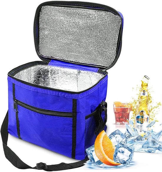 Borsa termica portatile, 10L, borsa per picnic, borsa isolata per pasti, borsa per il lavoro, 27 x 17 x 24 cm, blu