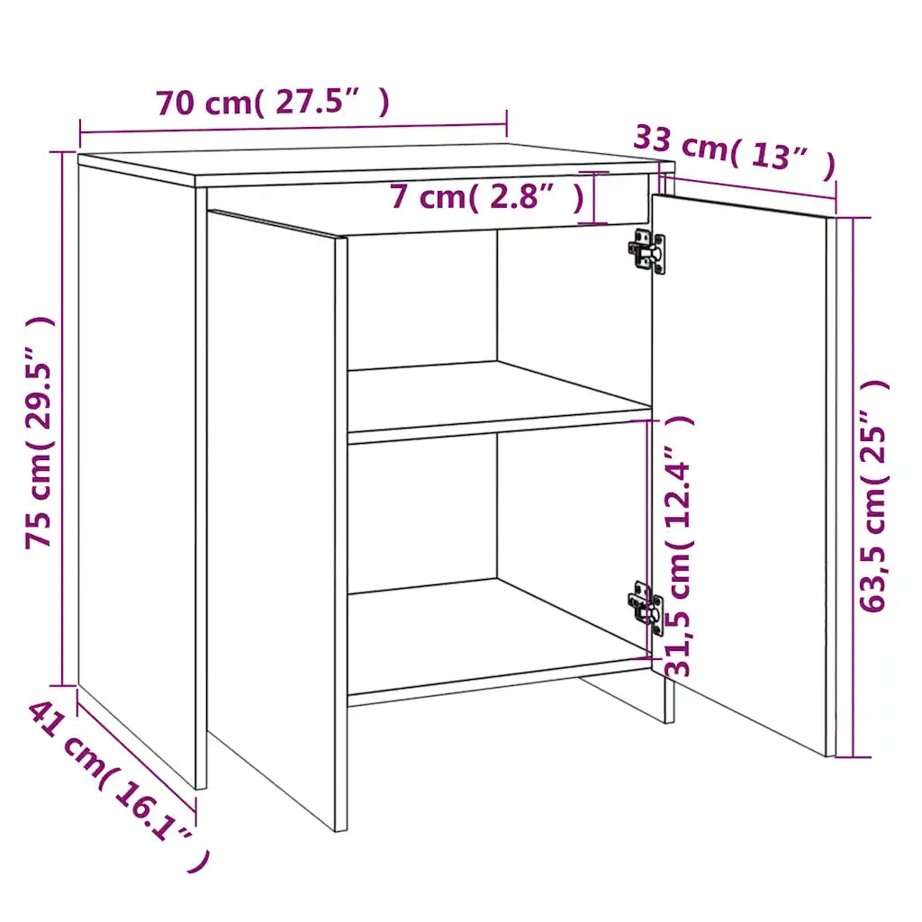Credenza | Madia | Buffet da pranzo | Armadio da pranzo Grigio Sonoma 70x41x75 cm in Legno Multistrato