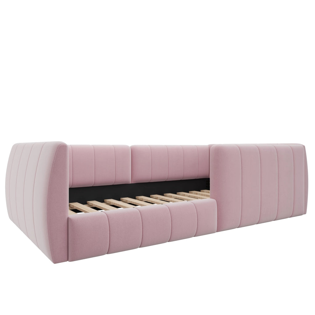 letto a piattaforma imbottito mdf rosa 90 x 200 cm