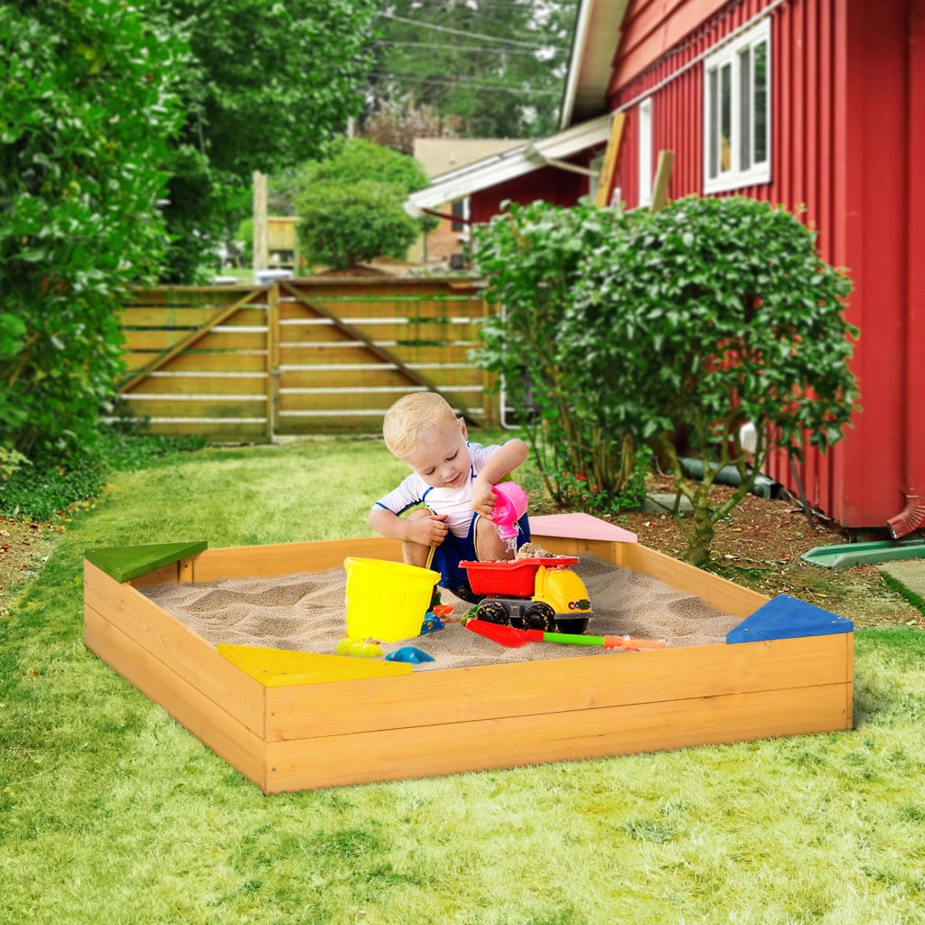 Sabbiera Legno Abete 4 Bambini Giardino ¨C Xylo ¨C 109x109x19.8 cm