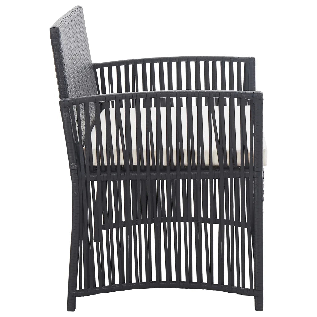 Set Divani da Giardino 4 pz | Set Salotto da Giardino con Cuscini in Polyrattan Nero