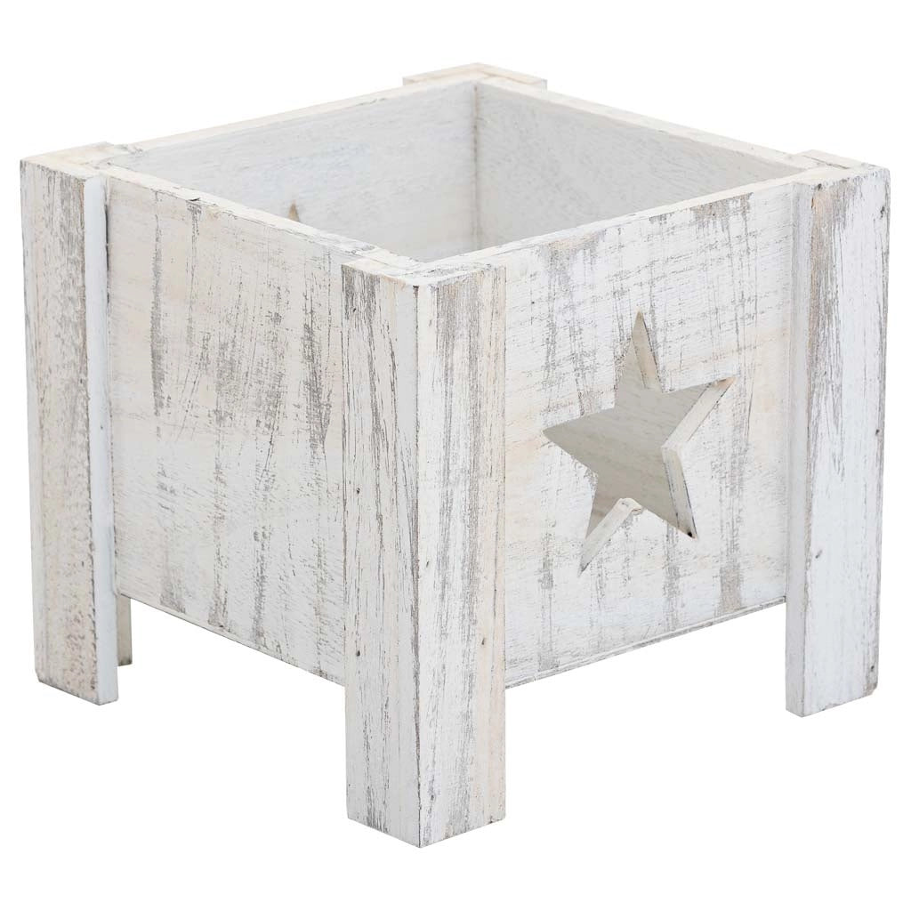 Cesto in legno bianco 16,5x16,5x15h