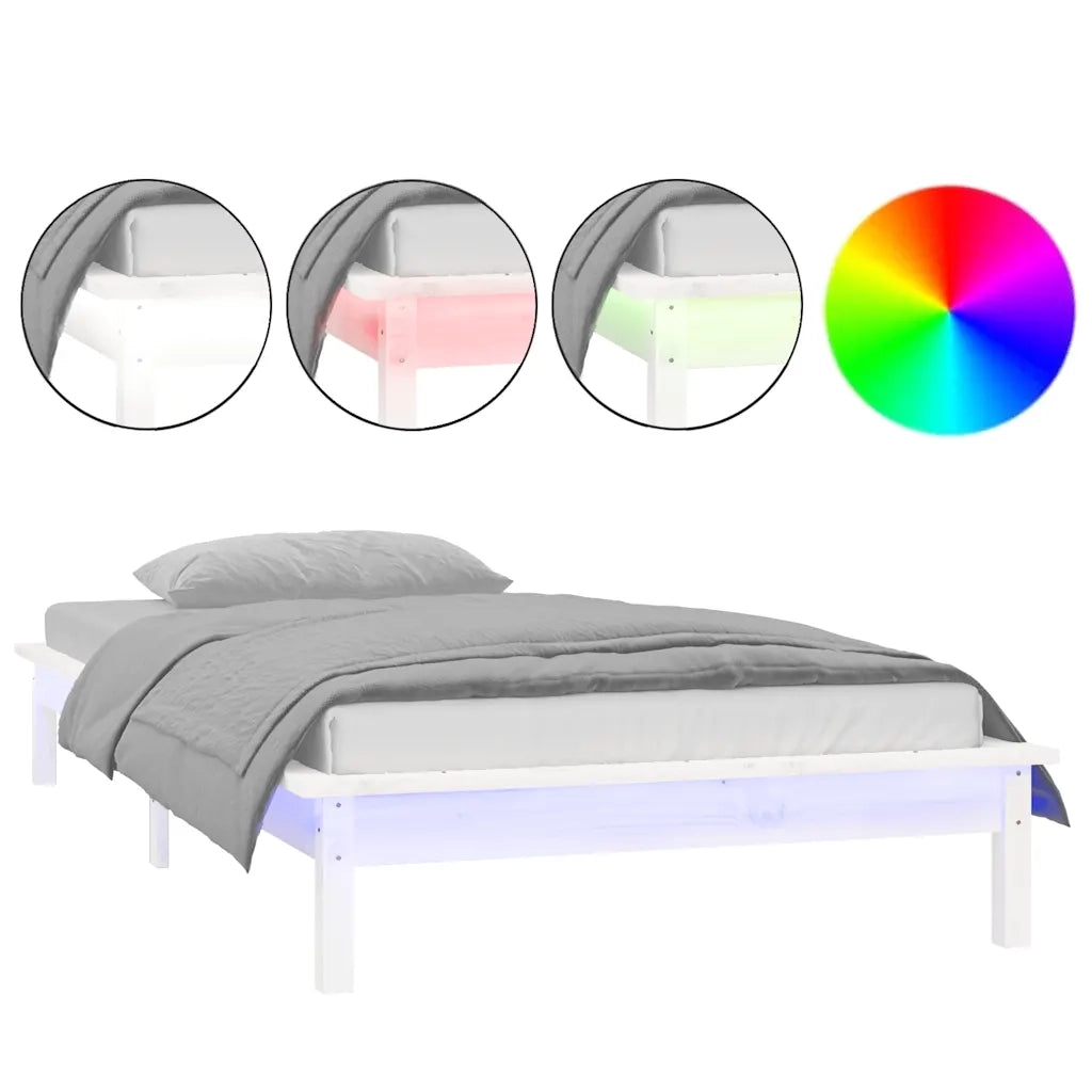 Giroletto con LED Bianco 90x190 cm Single in Legno Massello 820637