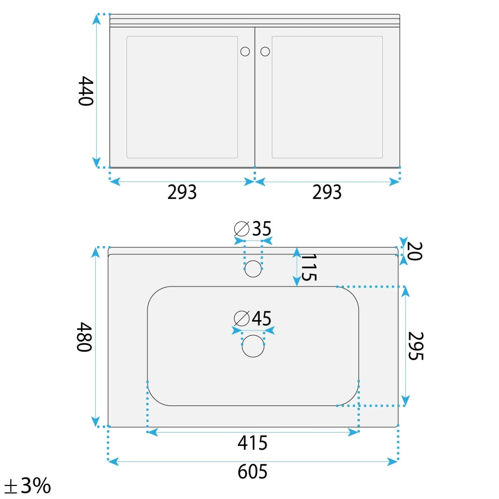Set Di Mobili Da Bagno Con Lavabo Monti 60cm Grey
