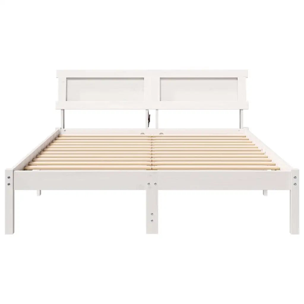 Letto matrimoniale | Letto per adulti | Struttura del letto Bianco 120 x 200 cm Pino massello