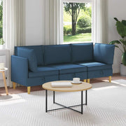 Set di mobili per il soggiorno con cuscino 3 pcs Blu Tessuto 3413713