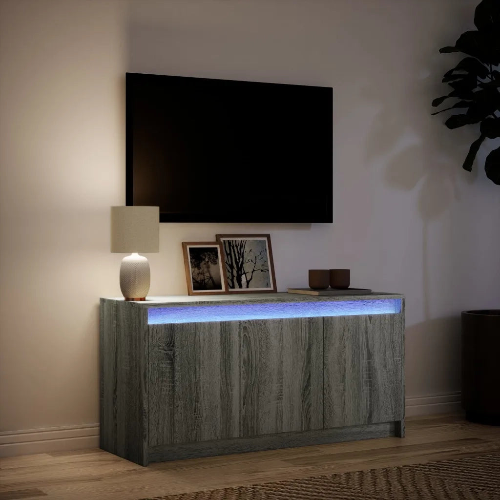 Mobile Porta TV con LED-Credenza per TV Grigio Sonoma 100x34x50cm in Truciolato 423916