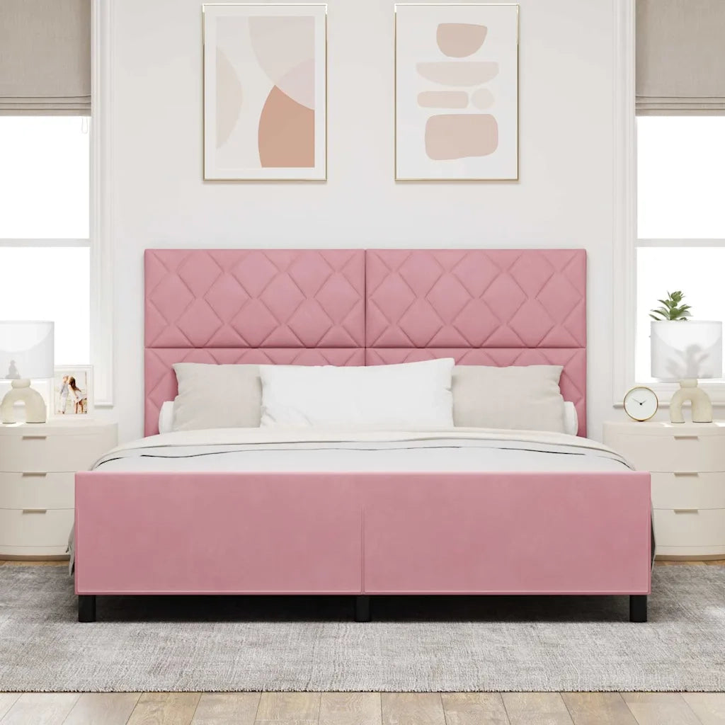 Letto a molle con testiera Rosa 180 x 200 cm Velluto
