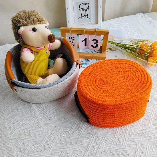 Cassetto di stoccaggio in cotone - contenitore di stoccaggio per abitazione - 25 x 20 x 12 cm - arancione