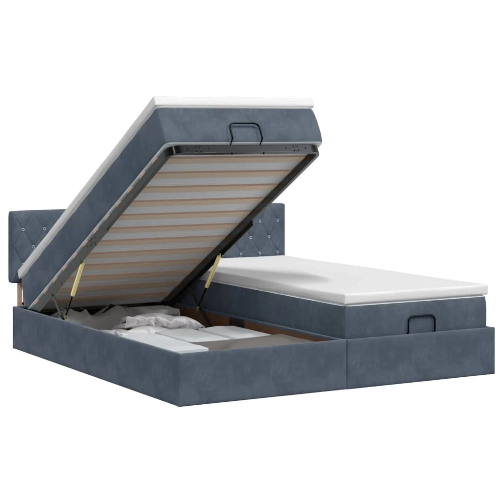 Letto ottomano con materasso 2 pcs Grigio Scuro Velluto 3456739