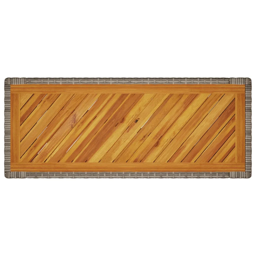 Tavolino da Giardino-Tavolo da Esterno-Tavolino da Patio Piano Legno Grigio 100x40x75 cm Polyrattan