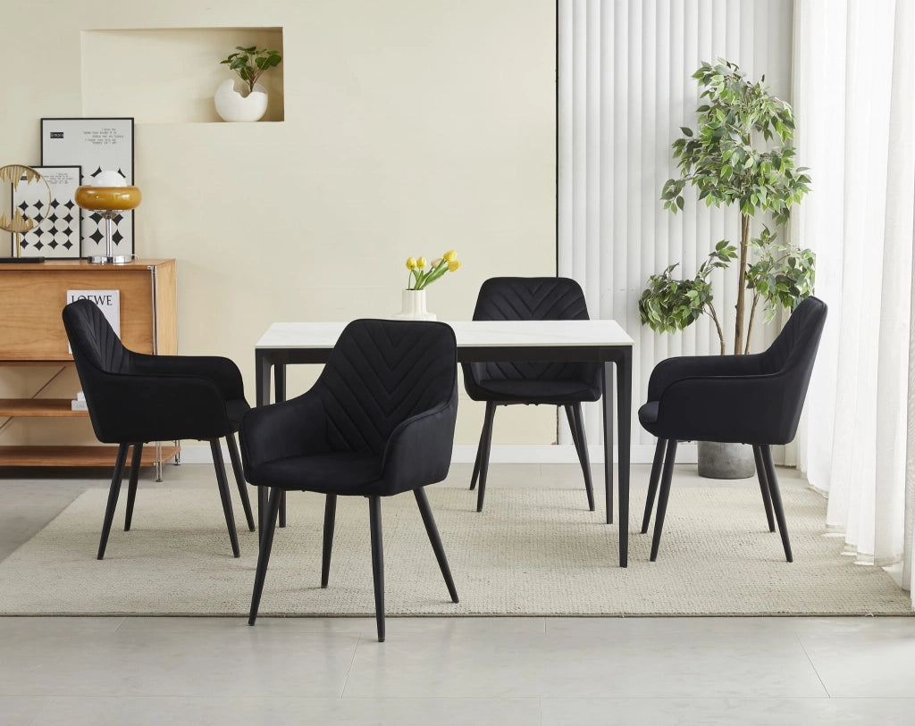 Sedie da pranzo Valora WAAV - Velluto nero con gambe nere x2